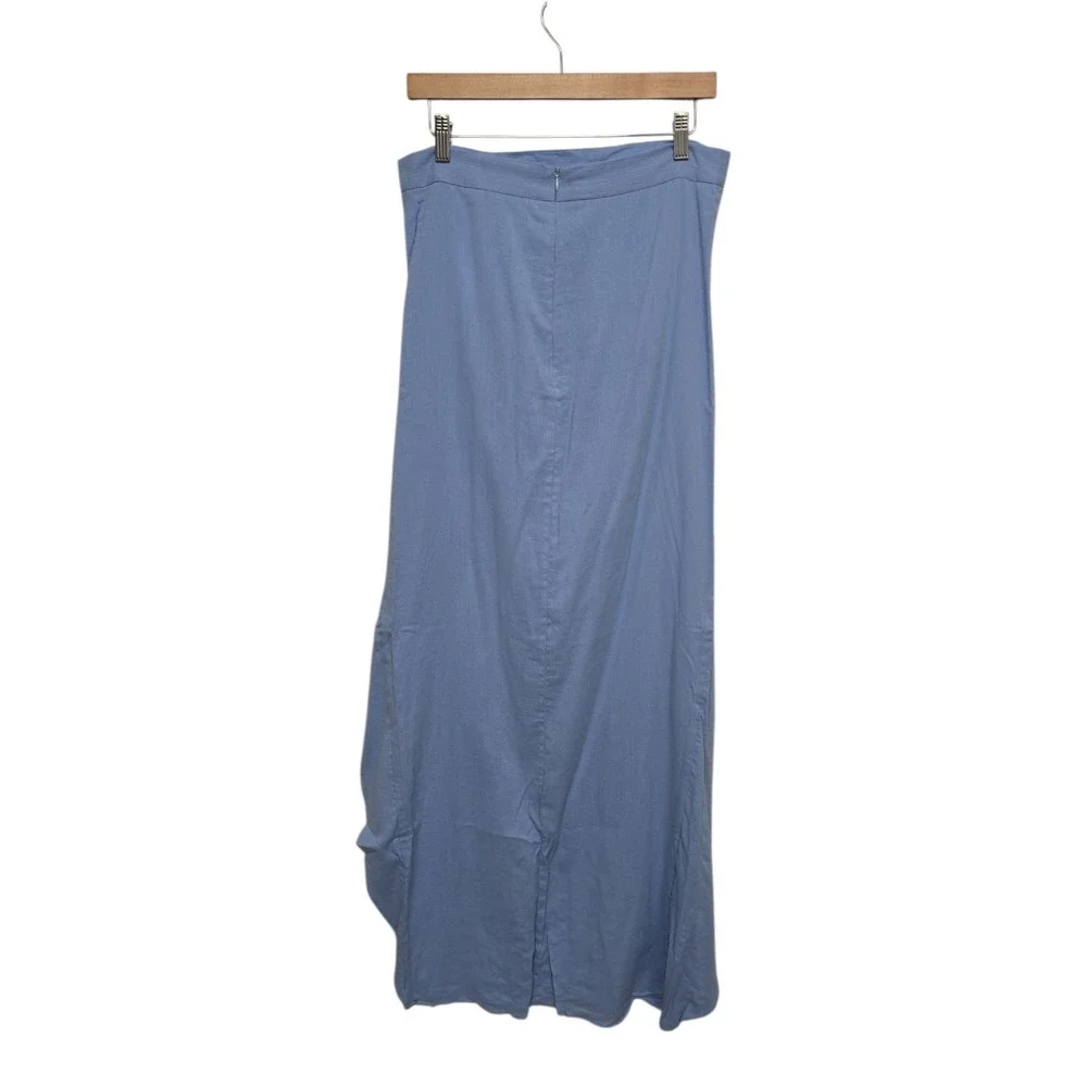 NWT Rumer Revolve Camille Ruched Midi Skirt in Blue Womens Large Vacation‎